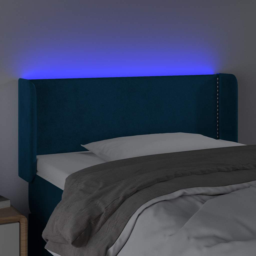 LED Kopfteil Dunkelblau 103x16x78/88 cm Samt