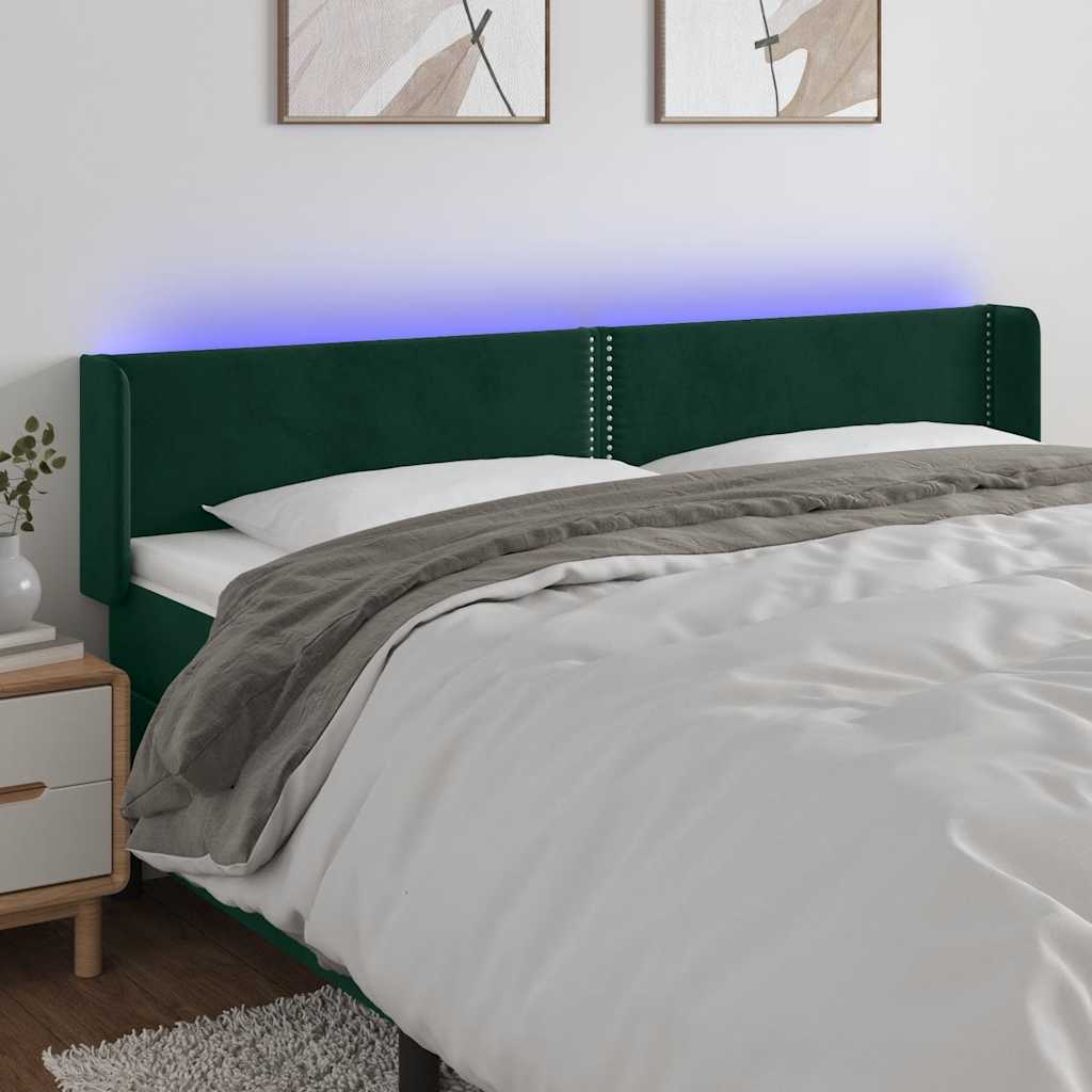 LED Kopfteil Dunkelgrün 183x16x78/88 cm Samt