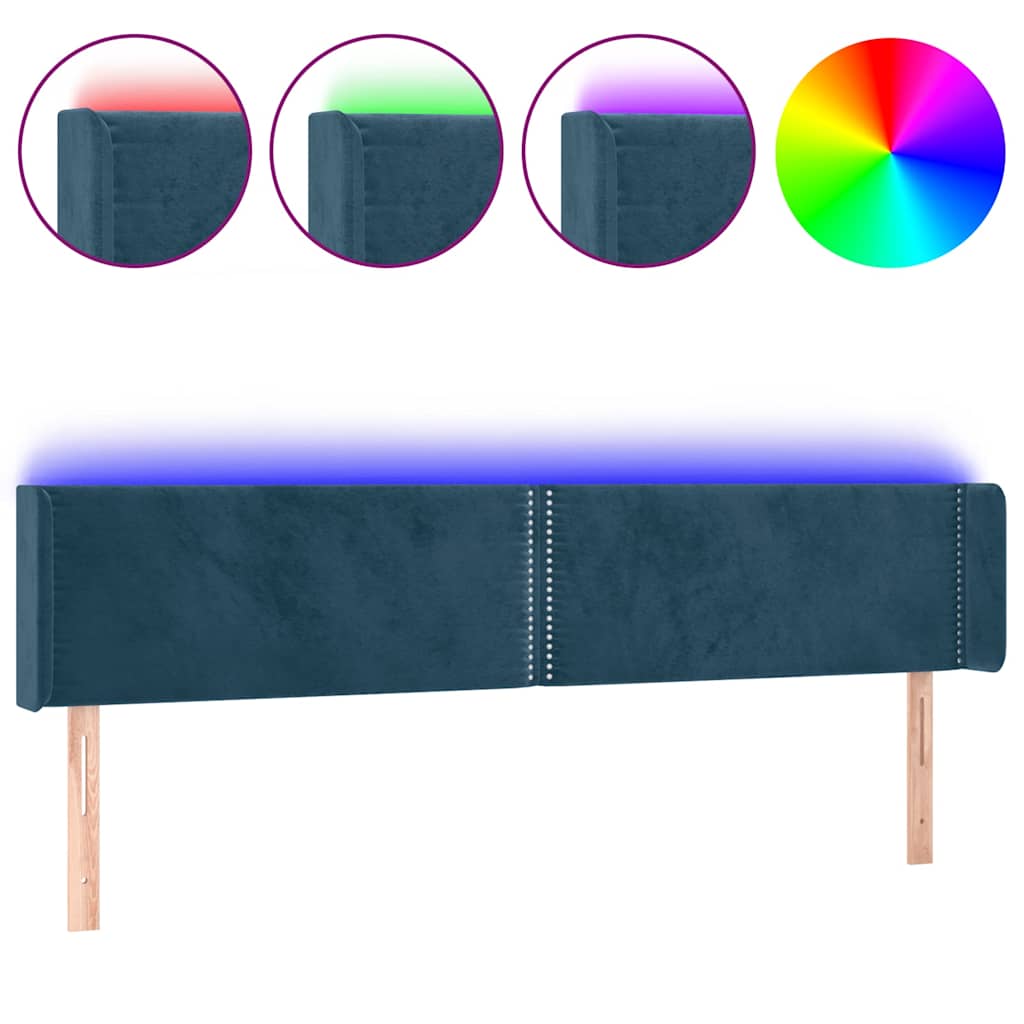 LED Kopfteil Dunkelblau 183x16x78/88 cm Samt