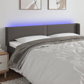 LED Kopfteil Grau 203x16x78/88 cm Kunstleder