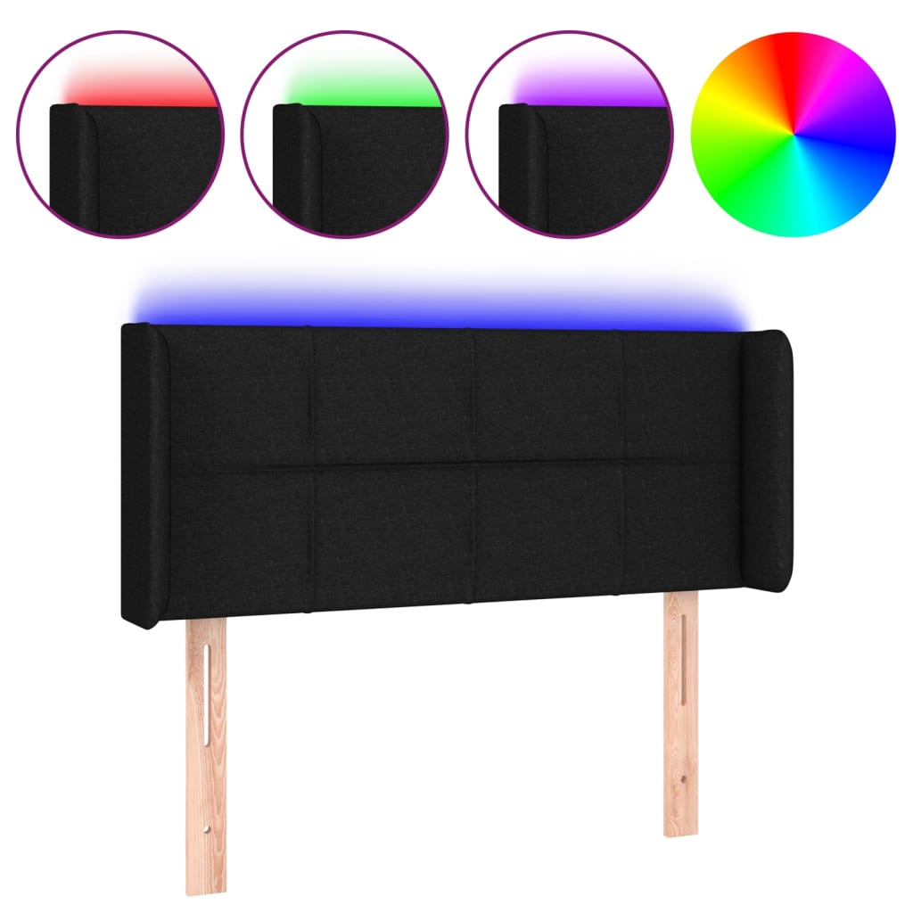 LED Kopfteil Schwarz 93x16x78/88 cm Stoff