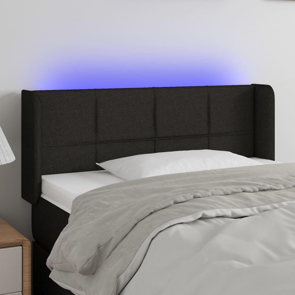 LED Kopfteil Schwarz 103x16x78/88 cm Stoff