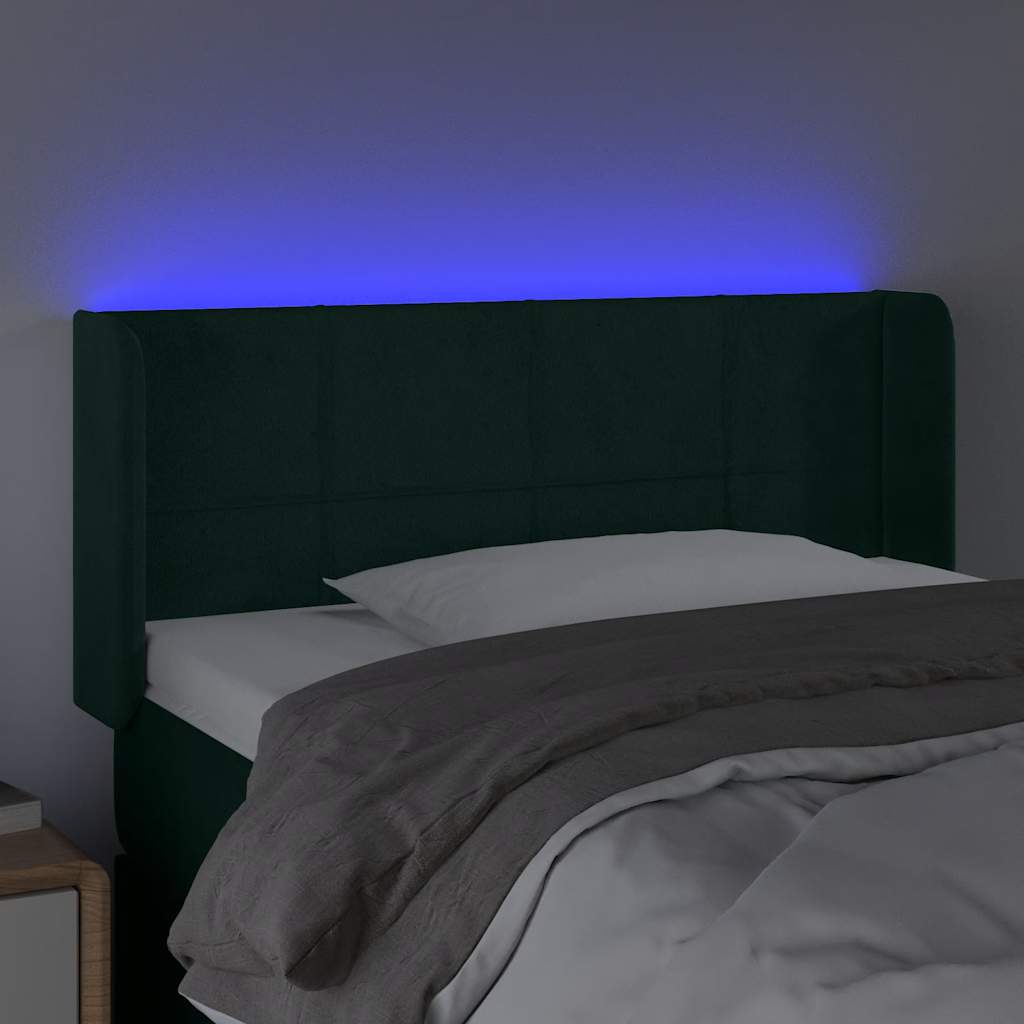 LED Kopfteil Dunkelgrün 83x16x78/88 cm Samt