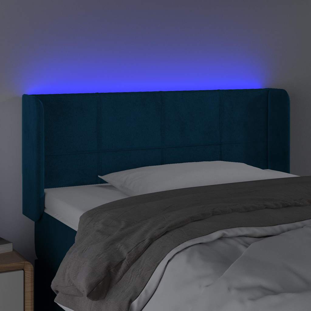 LED Kopfteil Dunkelblau 93x16x78/88 cm Samt