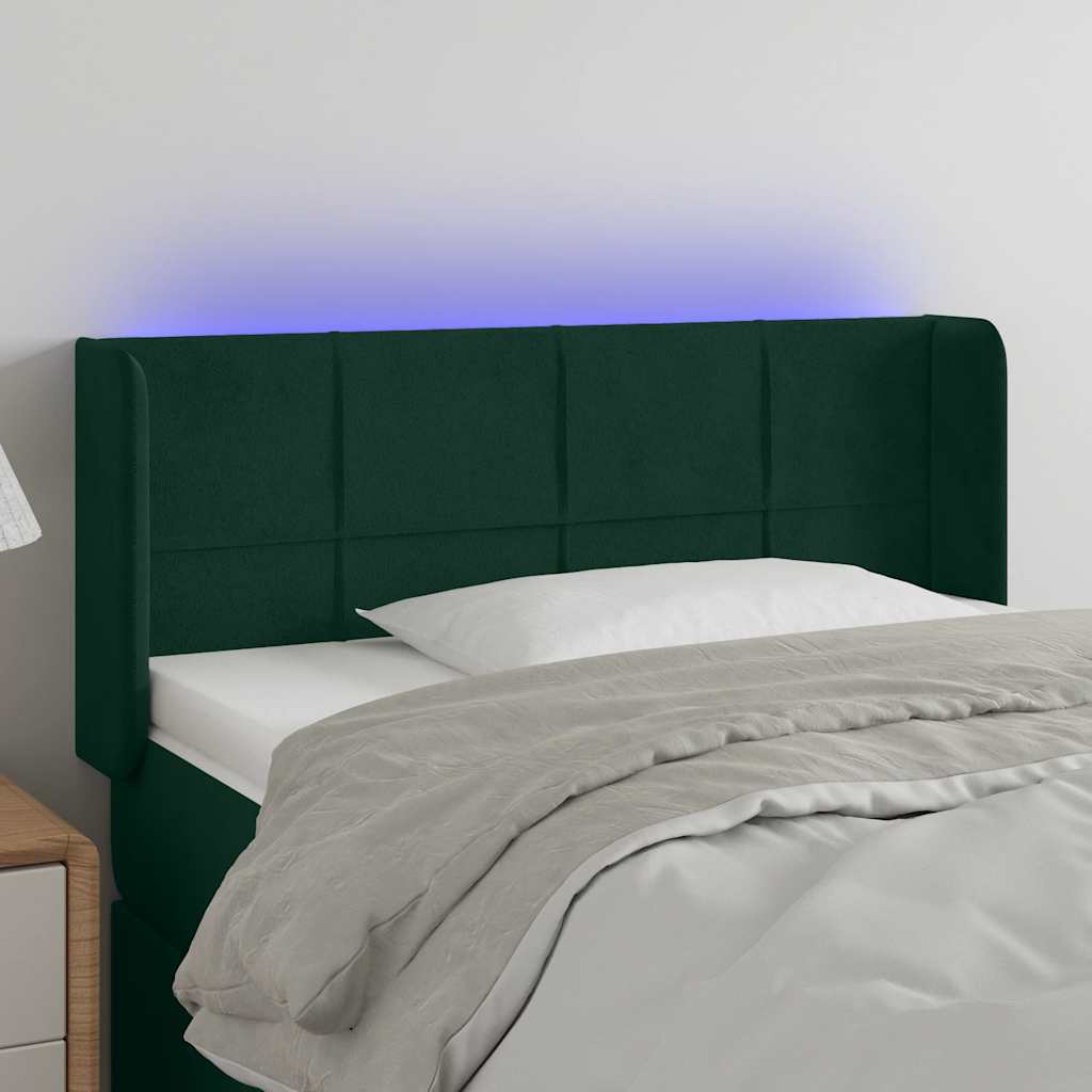LED Kopfteil Dunkelgrün 103x16x78/88 cm Samt