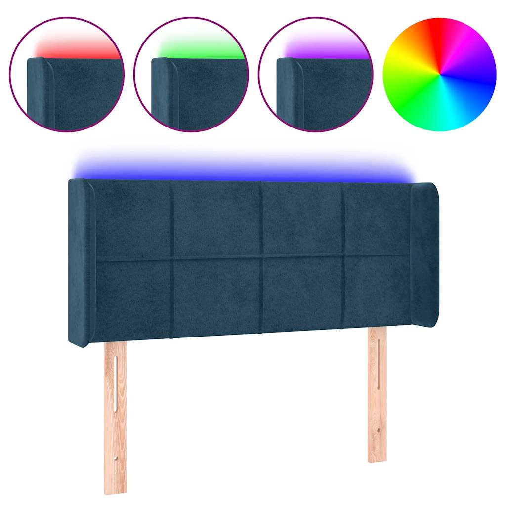 LED Kopfteil Dunkelblau 103x16x78/88 cm Samt