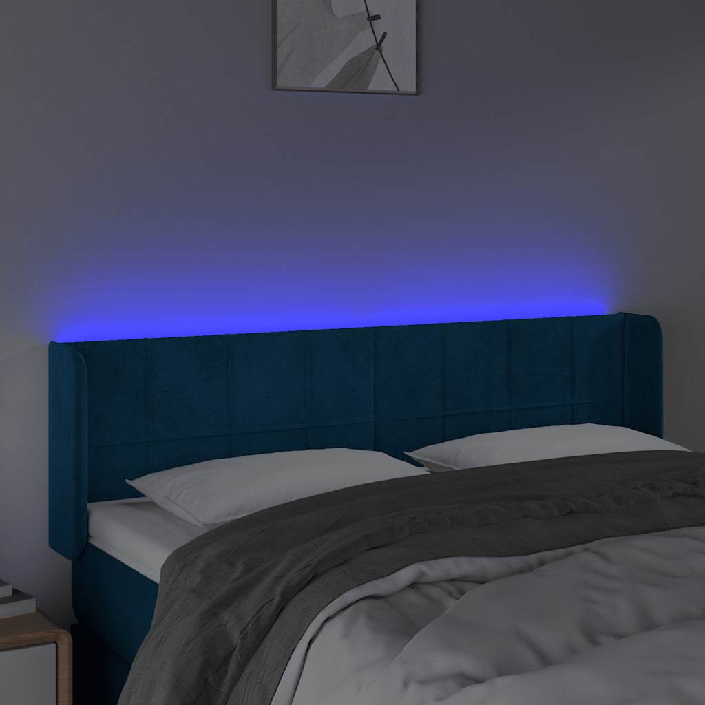 LED Kopfteil Dunkelblau 147x16x78/88 cm Samt