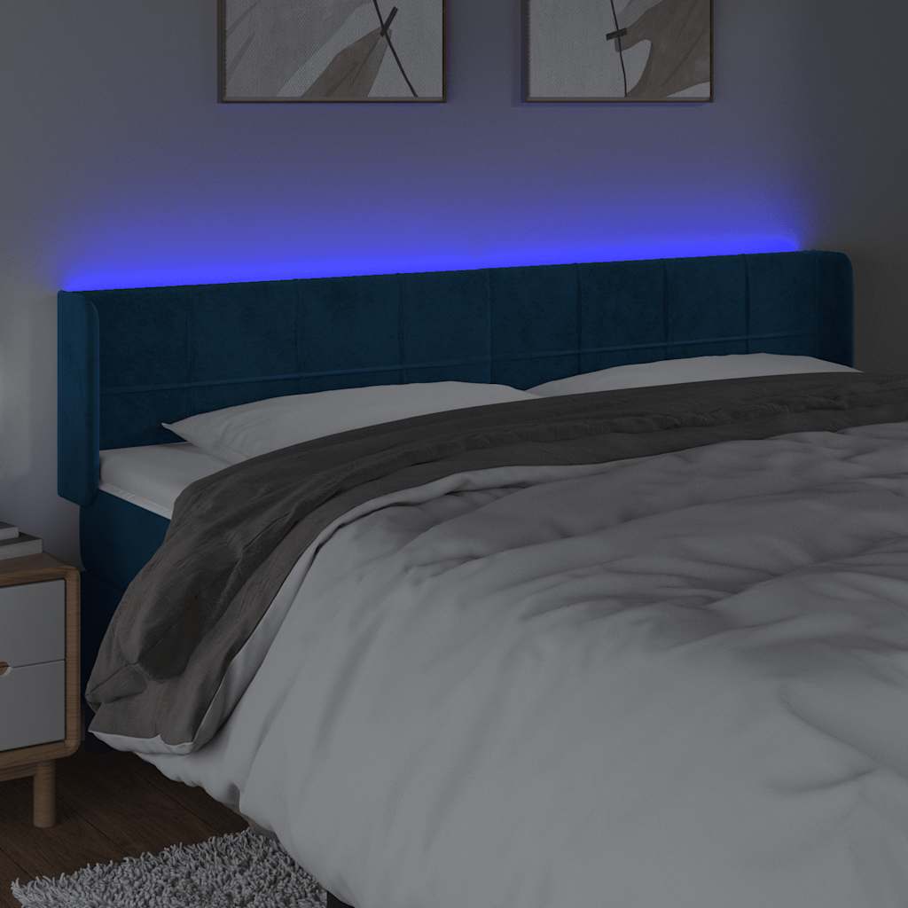 LED Kopfteil Dunkelblau 163x16x78/88 cm Samt