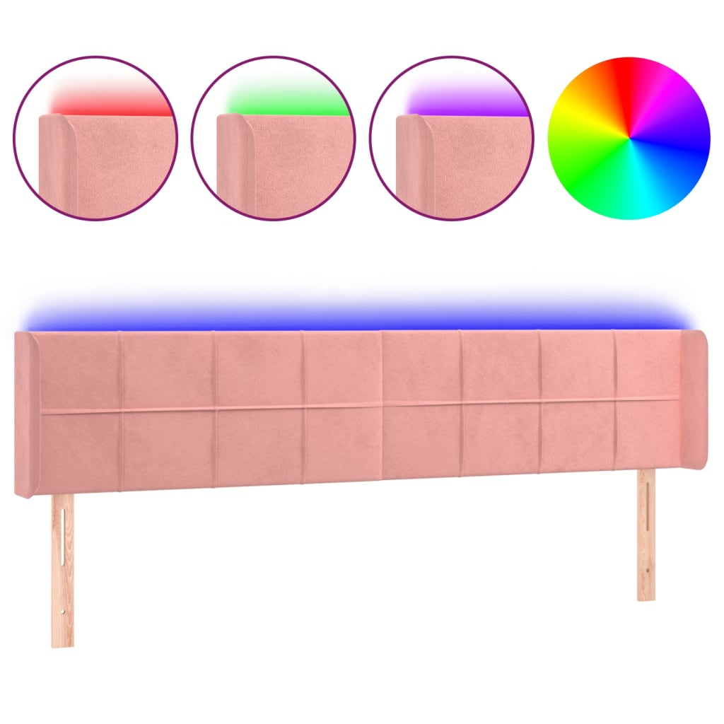 LED Kopfteil Rosa 183x16x78/88 cm Samt