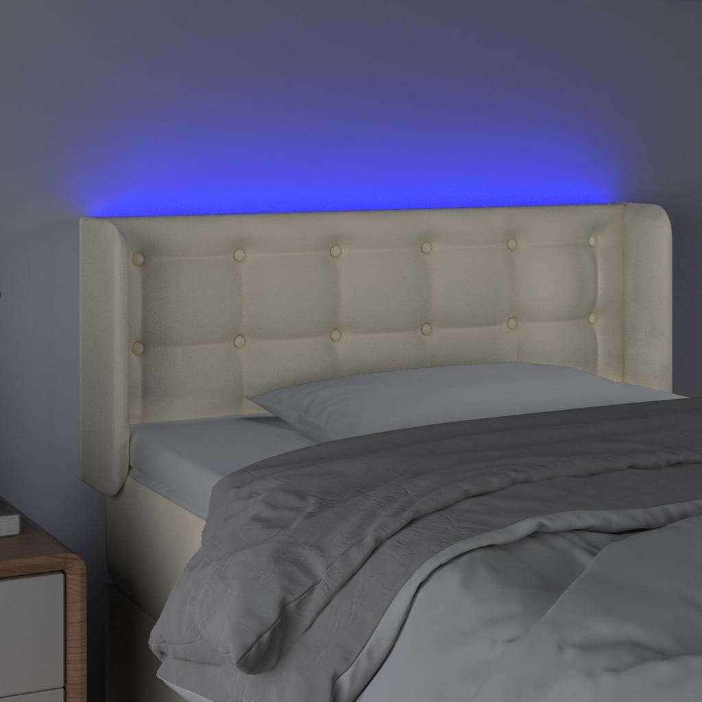 LED Kopfteil Creme 93x16x78/88 cm Kunstleder