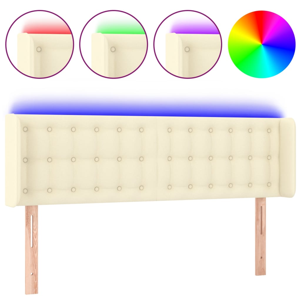 LED Kopfteil Creme 147x16x78/88 cm Kunstleder