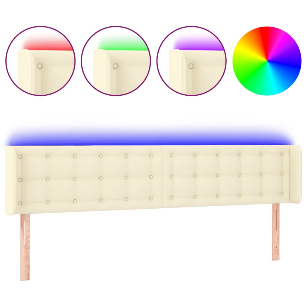 LED Kopfteil Creme 203x16x78/88 cm Kunstleder