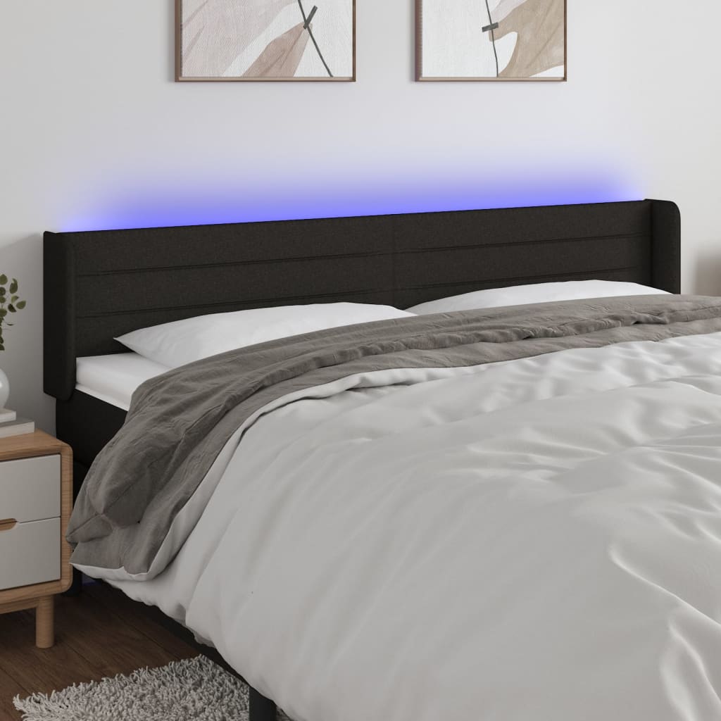 LED Kopfteil Schwarz 183x16x78/88 cm Stoff