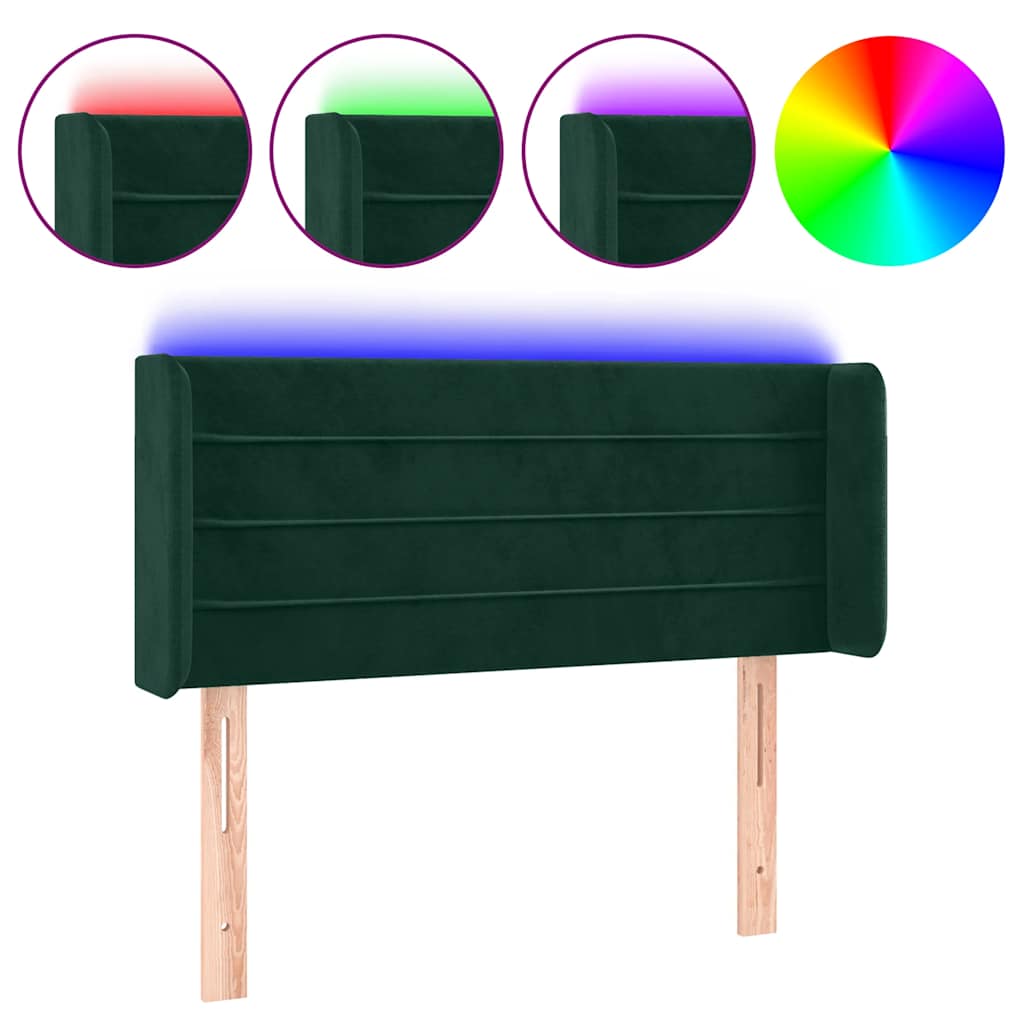 LED Kopfteil Dunkelgrün 83x16x78/88 cm Samt