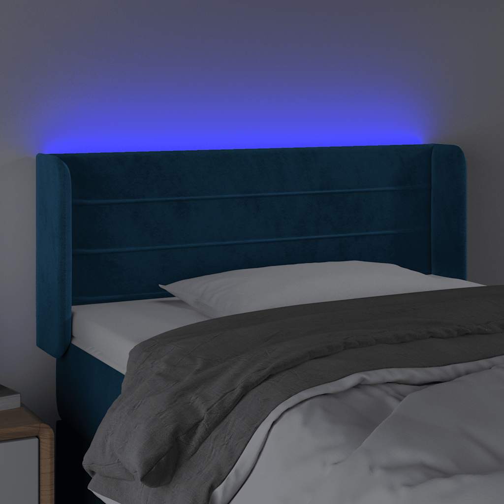 LED Kopfteil Dunkelblau 93x16x78/88 cm Samt