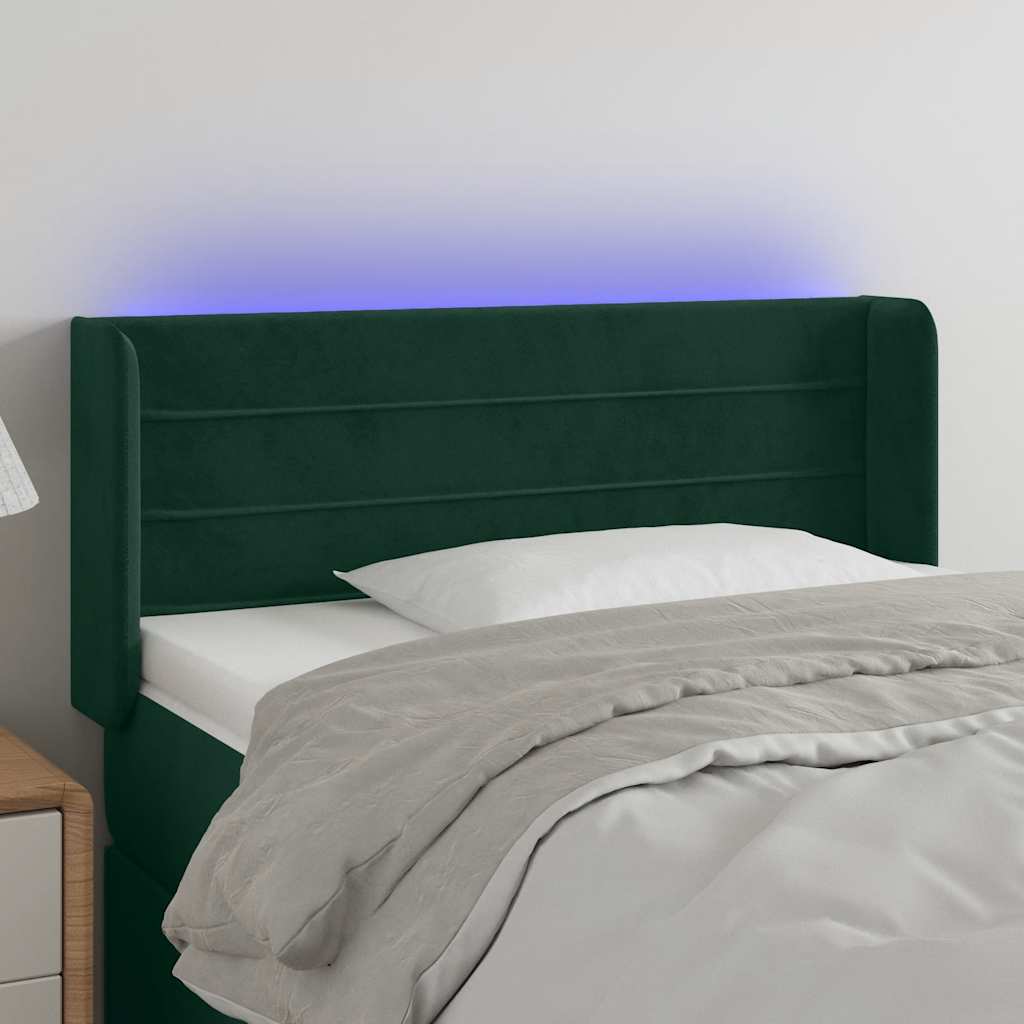 LED Kopfteil Dunkelgrün 103x16x78/88 cm Samt