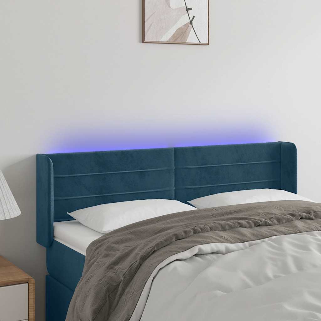 LED Kopfteil Dunkelblau 147x16x78/88 cm Samt