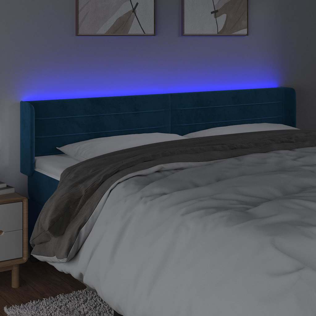 LED Kopfteil Dunkelblau 163x16x78/88 cm Samt