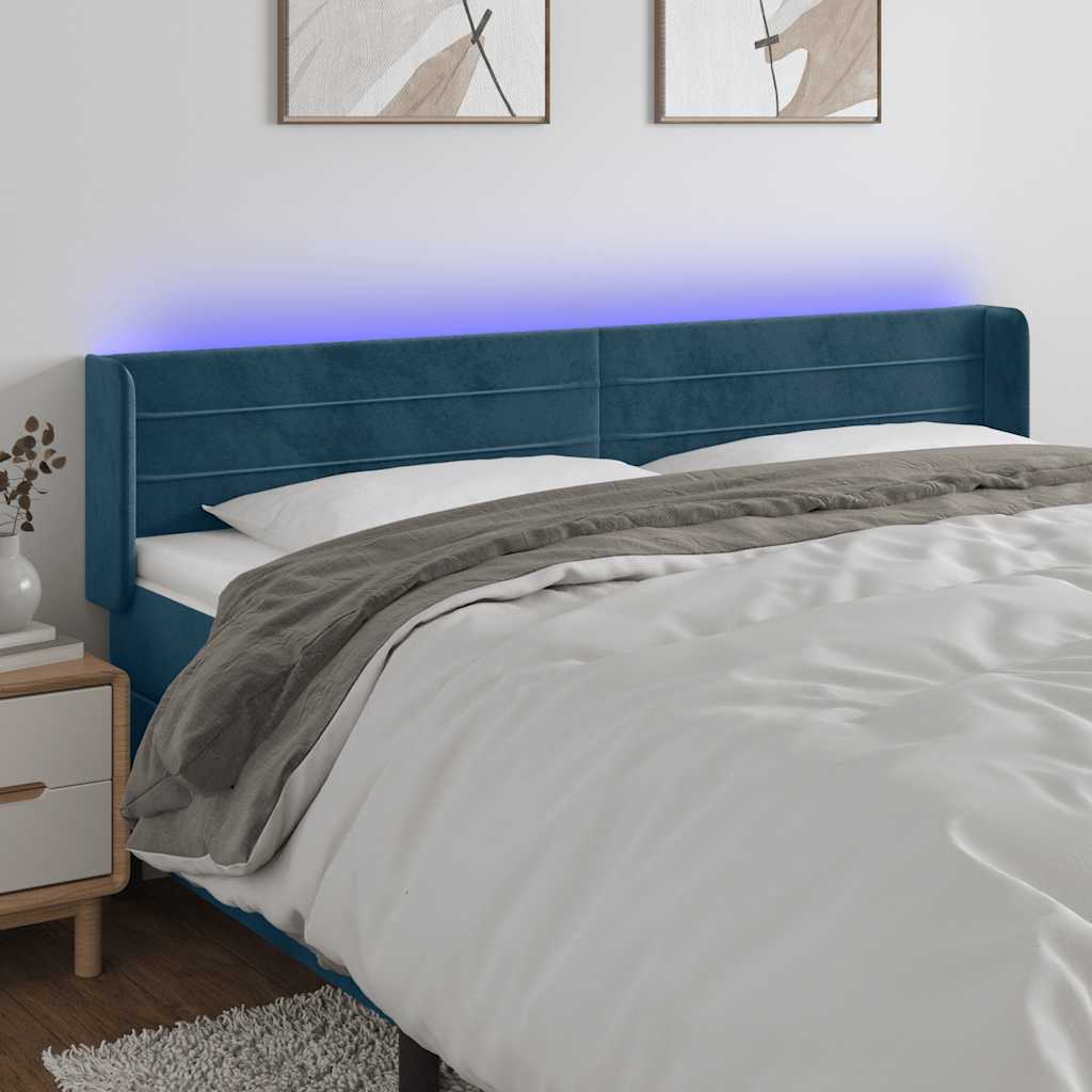 LED Kopfteil Dunkelblau 163x16x78/88 cm Samt