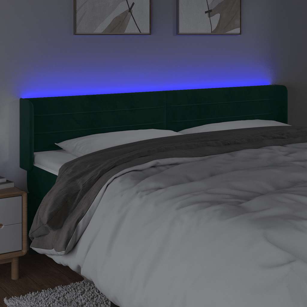 LED Kopfteil Dunkelgrün 183x16x78/88 cm Samt