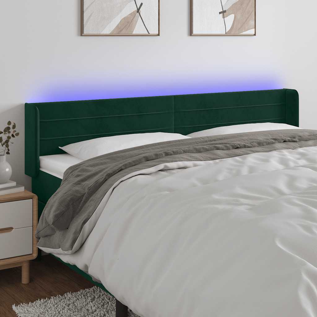 LED Kopfteil Dunkelgrün 183x16x78/88 cm Samt