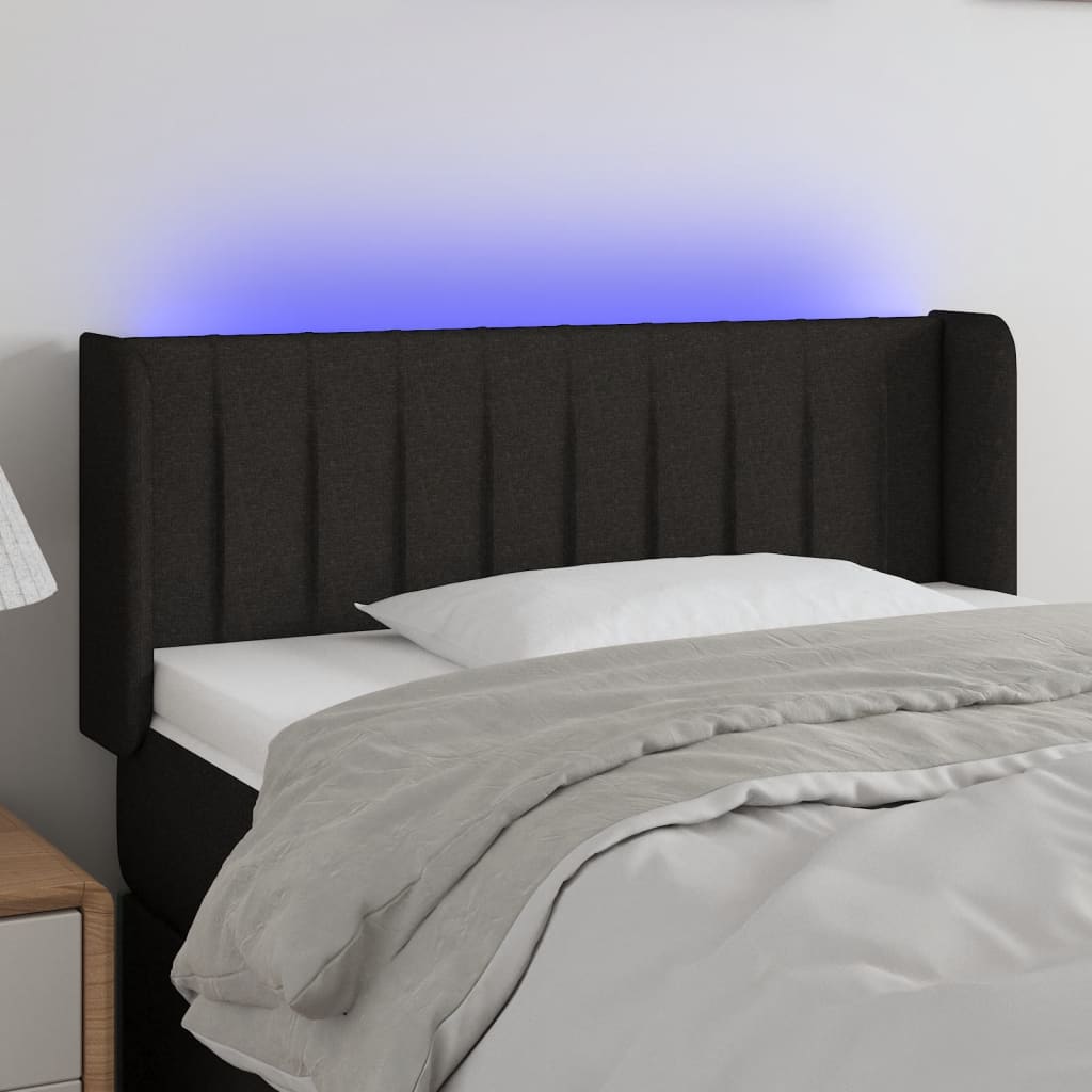LED Kopfteil Schwarz 93x16x78/88 cm Stoff