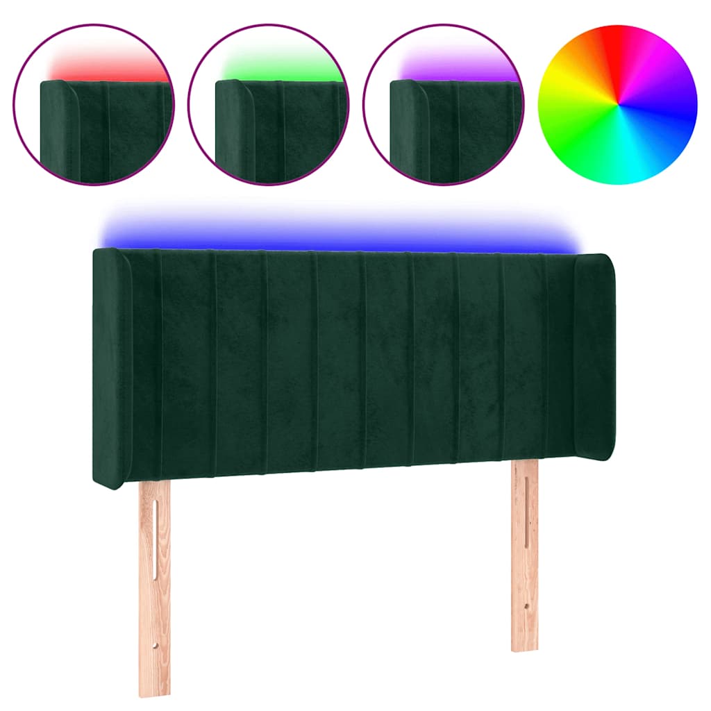 LED Kopfteil Dunkelgrün 93x16x78/88 cm Samt