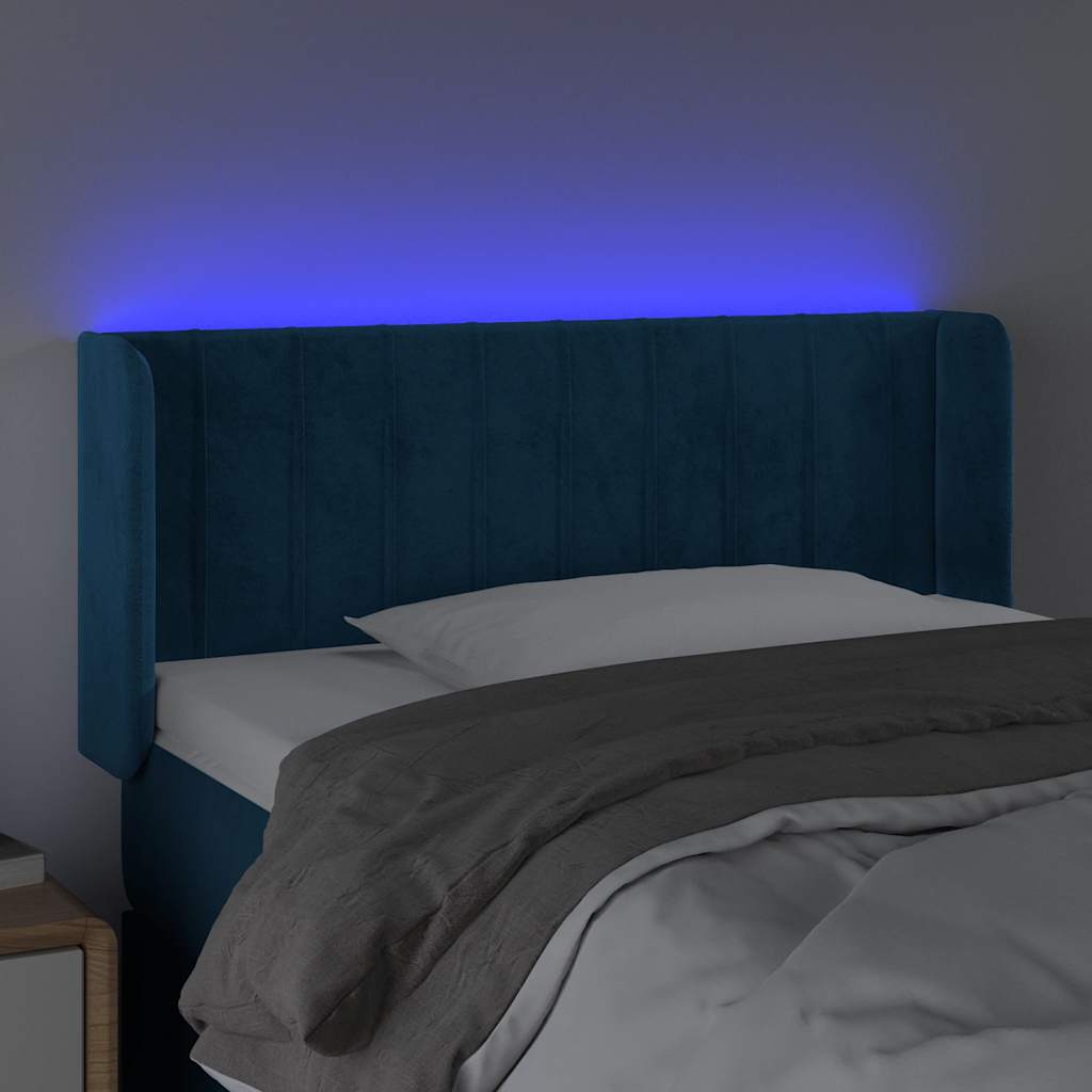 LED Kopfteil Dunkelblau 103x16x78/88 cm Samt