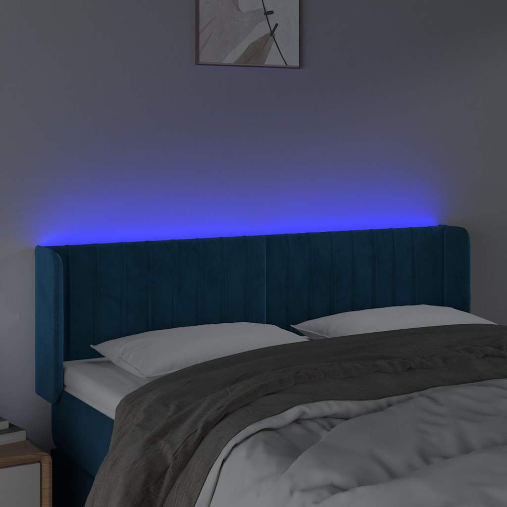 LED Kopfteil Dunkelblau 147x16x78/88 cm Samt