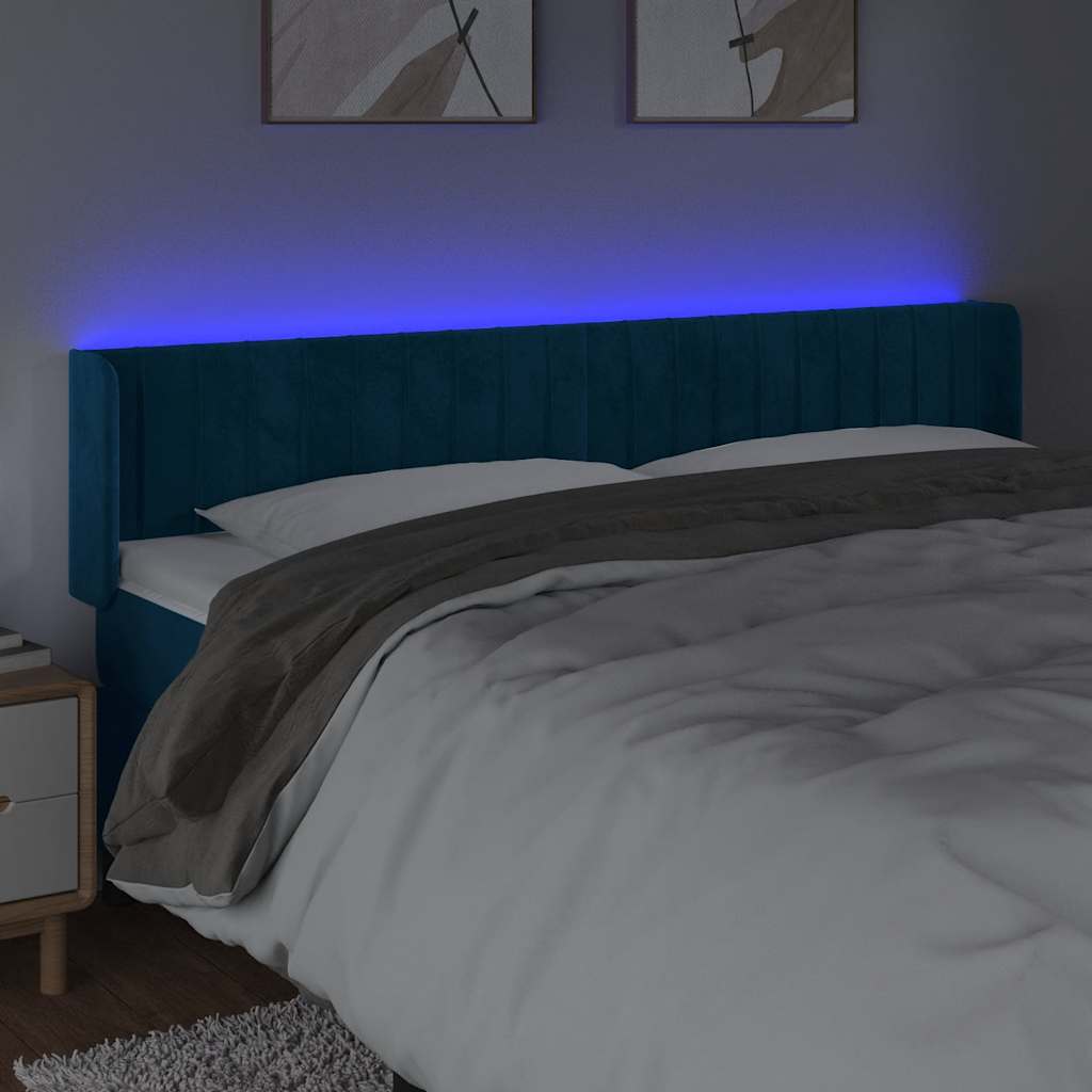 LED Kopfteil Dunkelblau 163x16x78/88 cm Samt