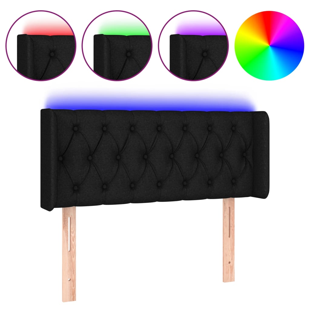 LED Kopfteil Schwarz 93x16x78/88 cm Stoff