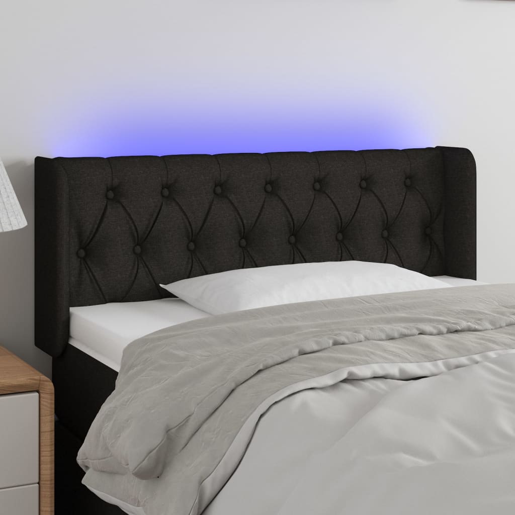 LED Kopfteil Schwarz 93x16x78/88 cm Stoff