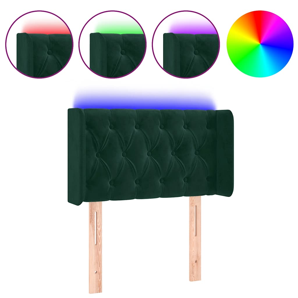 LED Kopfteil Dunkelgrün 83x16x78/88 cm Samt