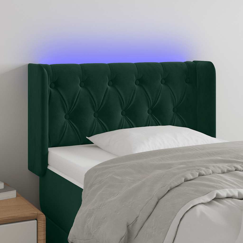 LED Kopfteil Dunkelgrün 83x16x78/88 cm Samt