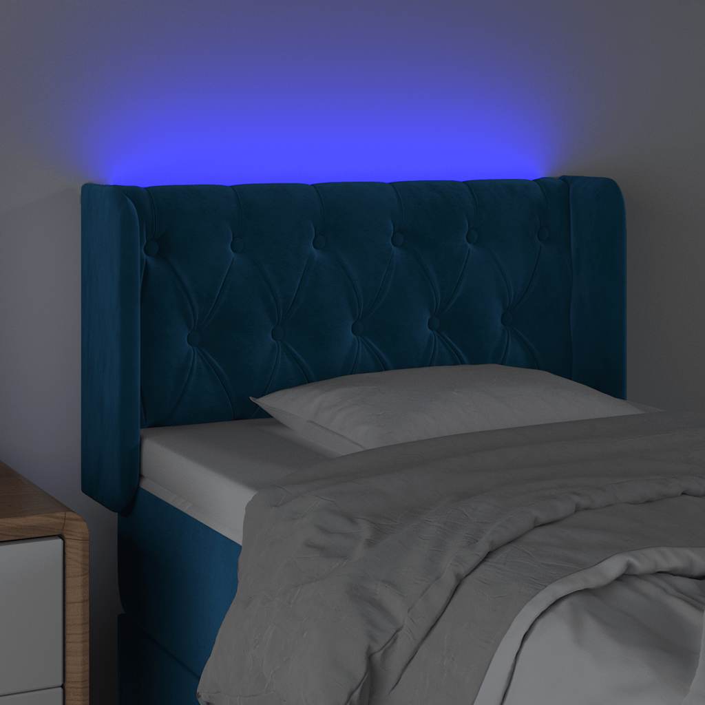 LED Kopfteil Dunkelblau 83x16x78/88 cm Samt
