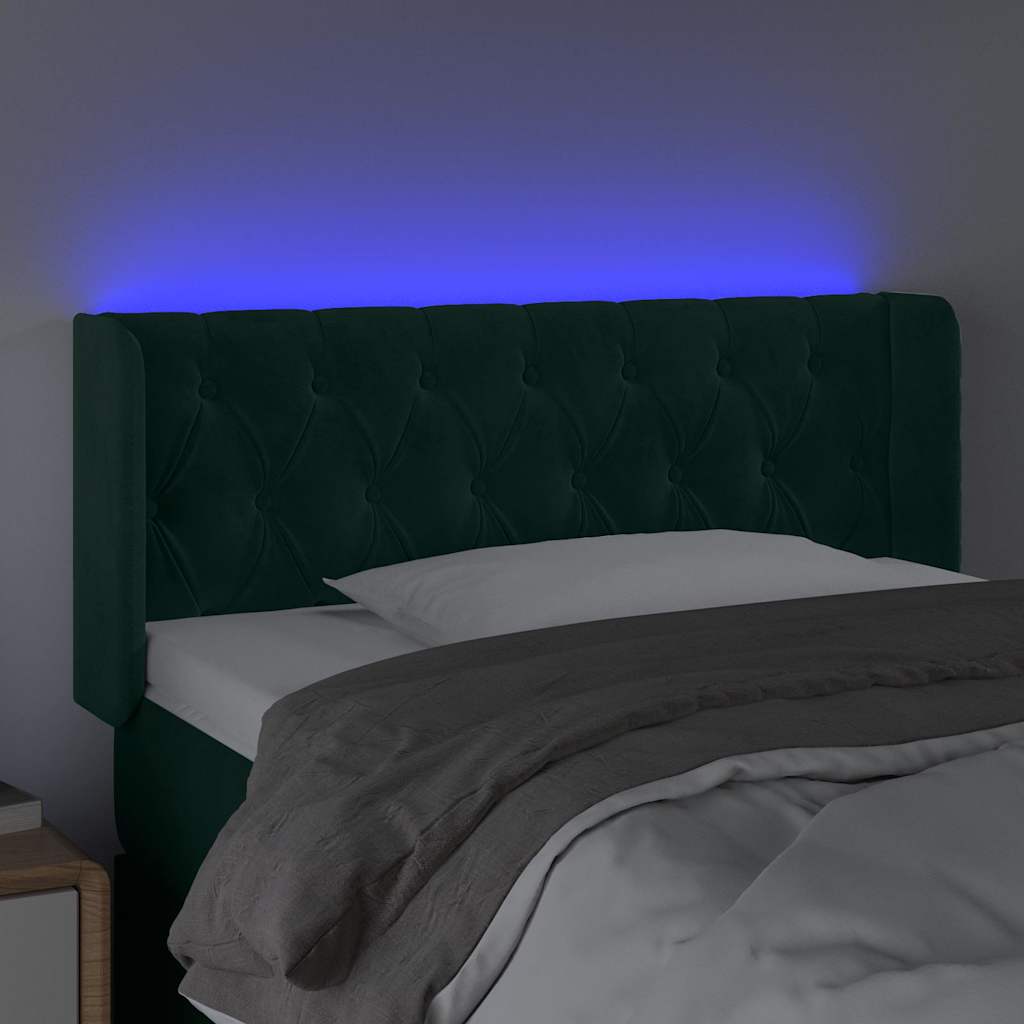 LED Kopfteil Dunkelgrün 103x16x78/88 cm Samt