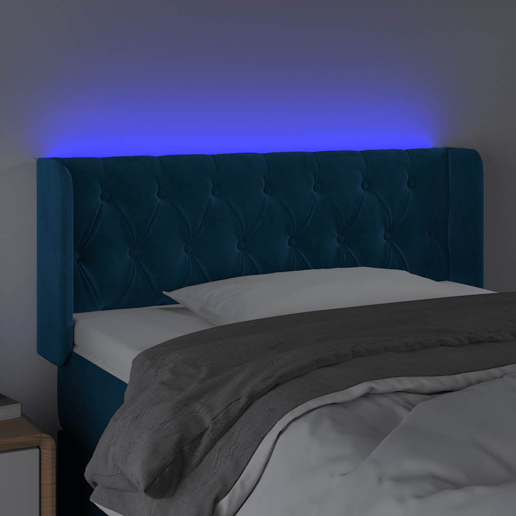LED Kopfteil Dunkelblau 103x16x78/88 cm Samt