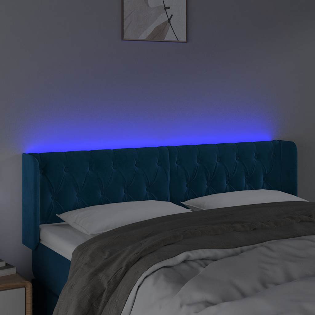 LED Kopfteil Dunkelblau 163x16x78/88 cm Samt