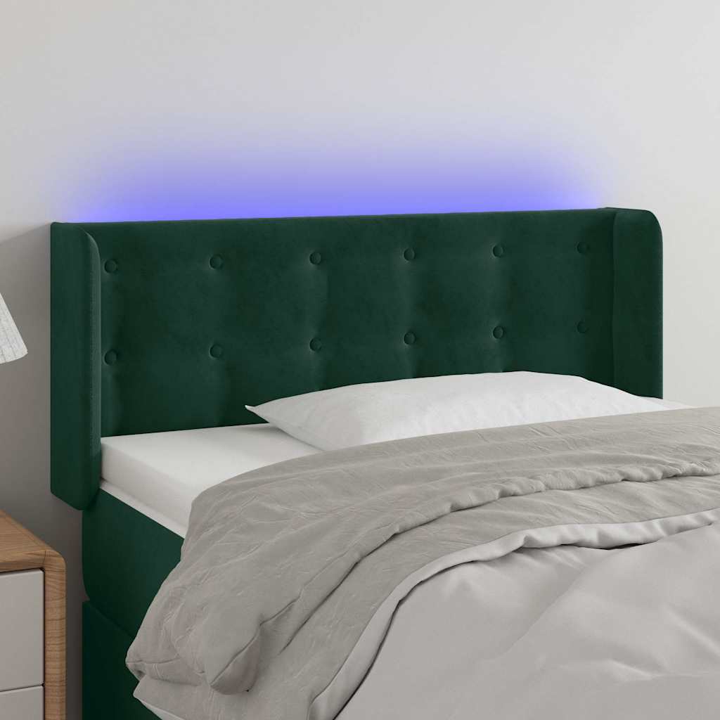 LED Kopfteil Dunkelgrün 93x16x78/88 cm Samt