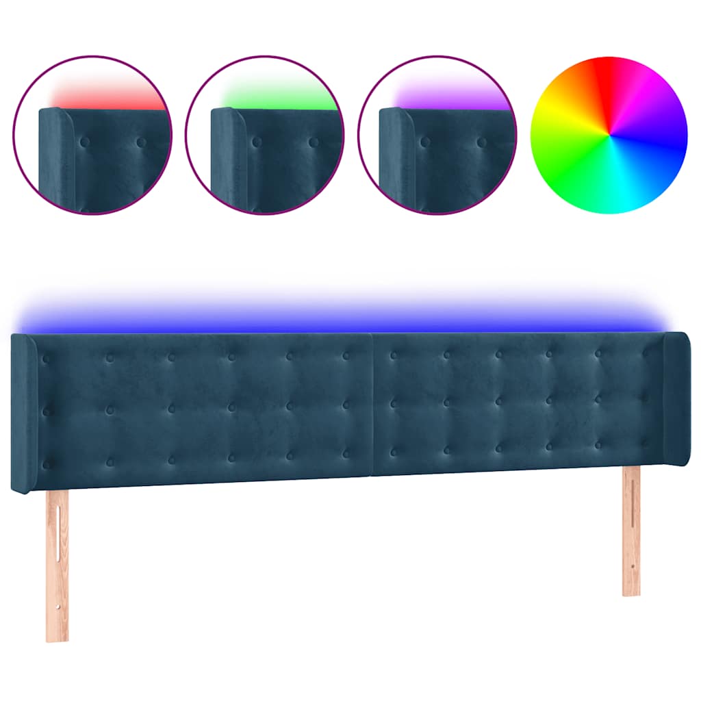 LED Kopfteil Dunkelblau 163x16x78/88 cm Samt