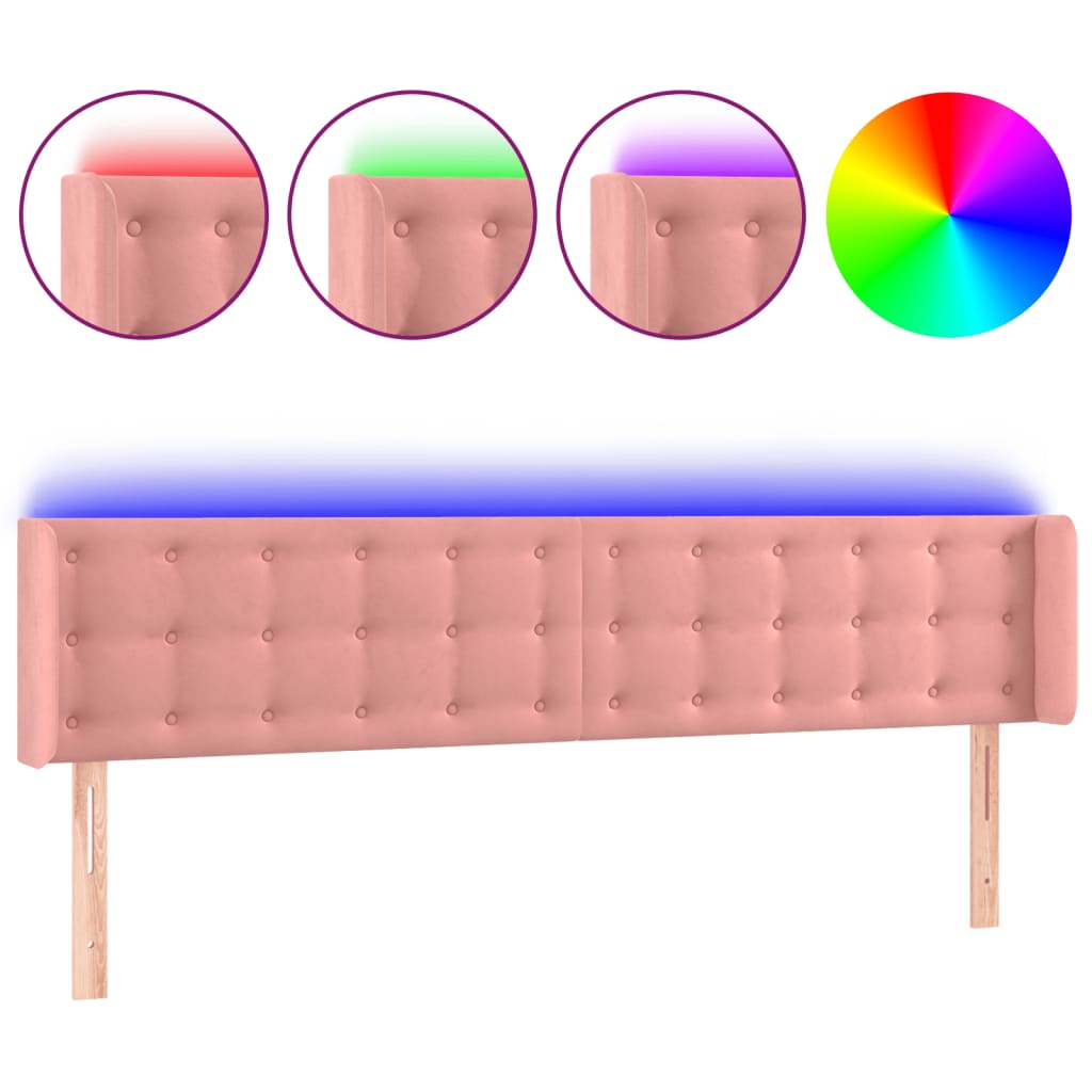 LED Kopfteil Rosa 163x16x78/88 cm Samt