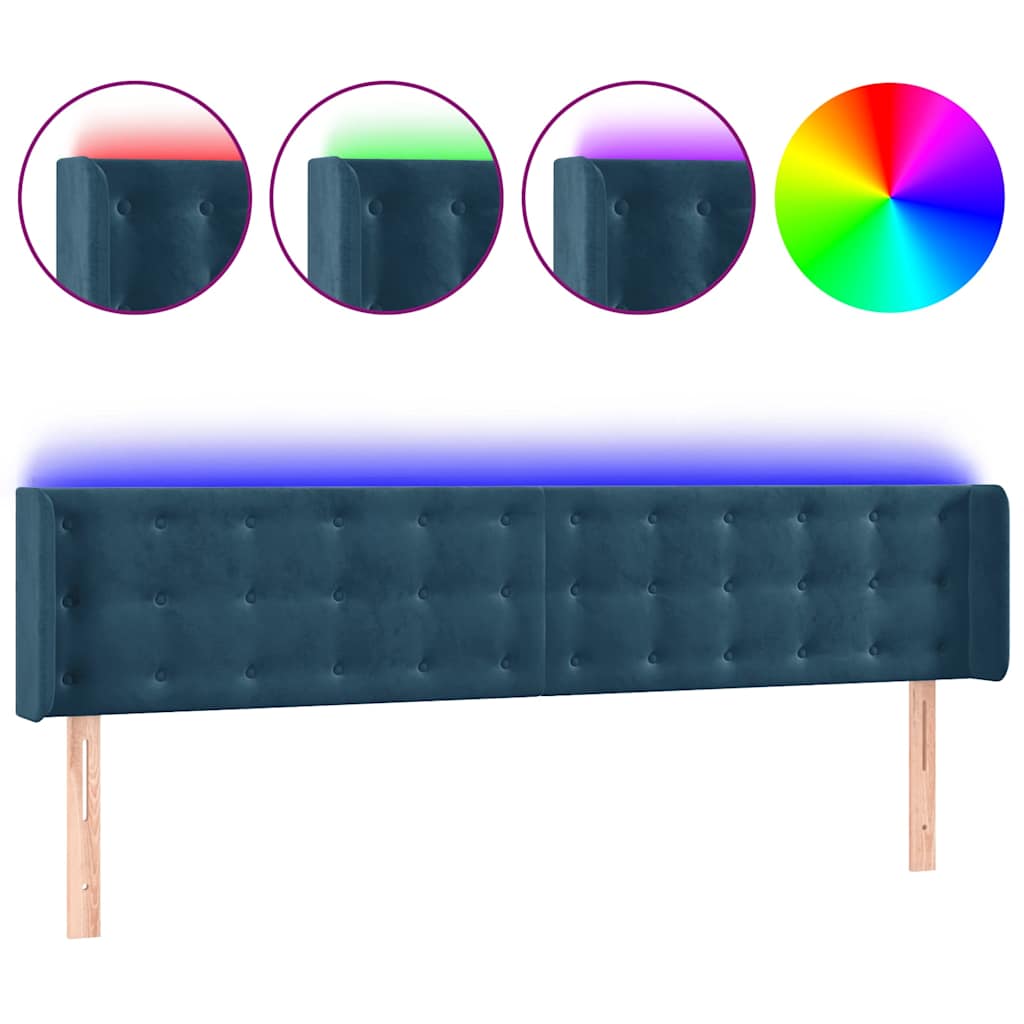 LED Kopfteil Dunkelblau 183x16x78/88 cm Samt