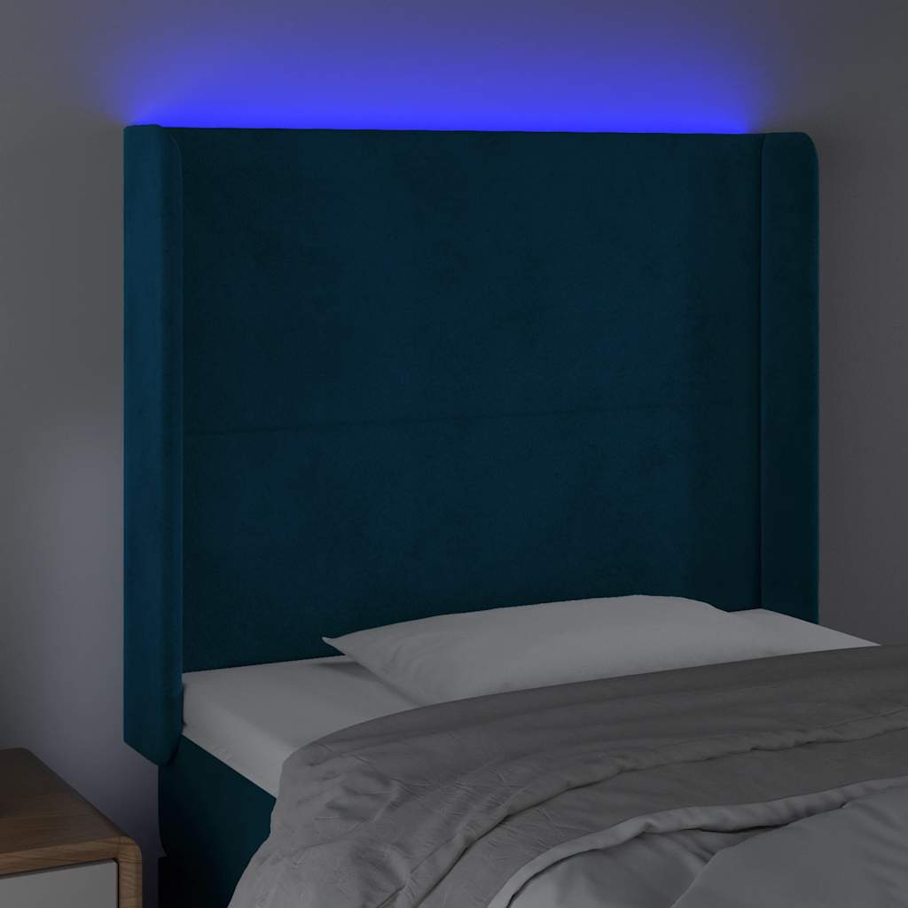LED Kopfteil Dunkelblau 83x16x118/128 cm Samt
