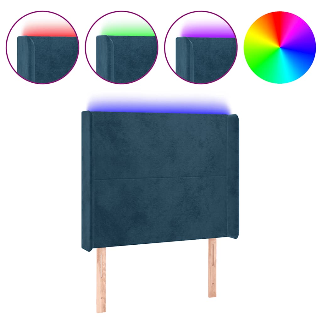 LED Kopfteil Dunkelblau 93x16x118/128 cm Samt
