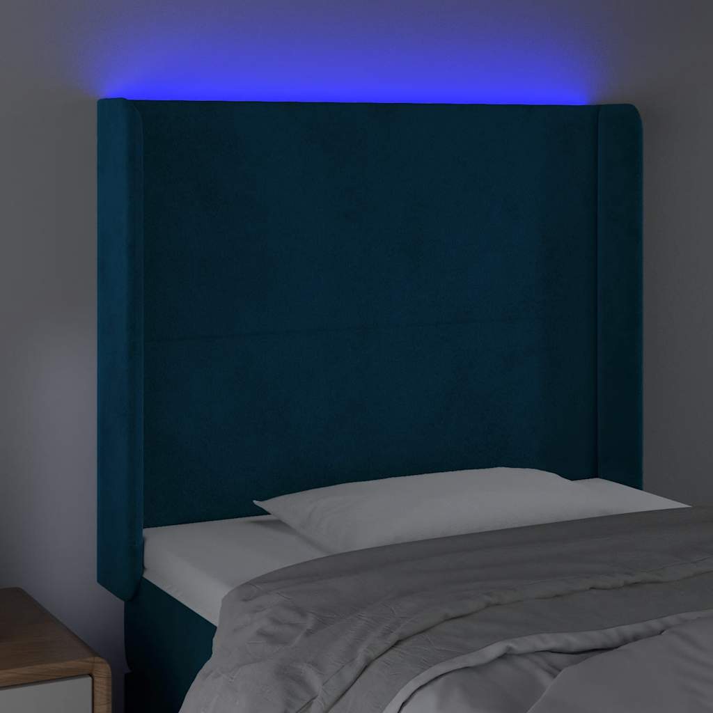 LED Kopfteil Dunkelblau 93x16x118/128 cm Samt