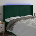 LED Kopfteil Dunkelgrün 163x16x118/128 cm Samt