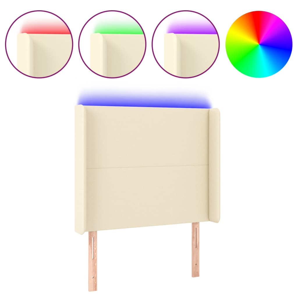 LED Kopfteil Creme 93x16x118/128 cm Kunstleder