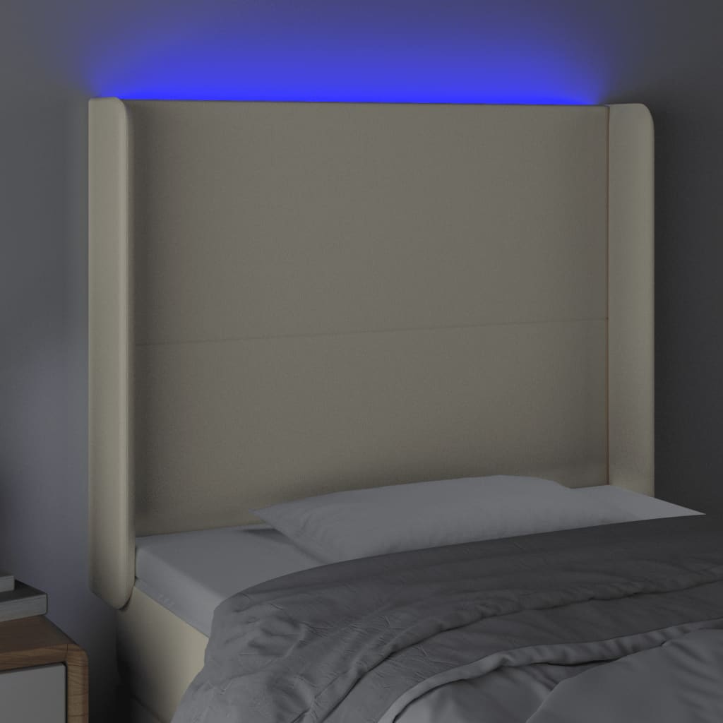 LED Kopfteil Creme 93x16x118/128 cm Kunstleder