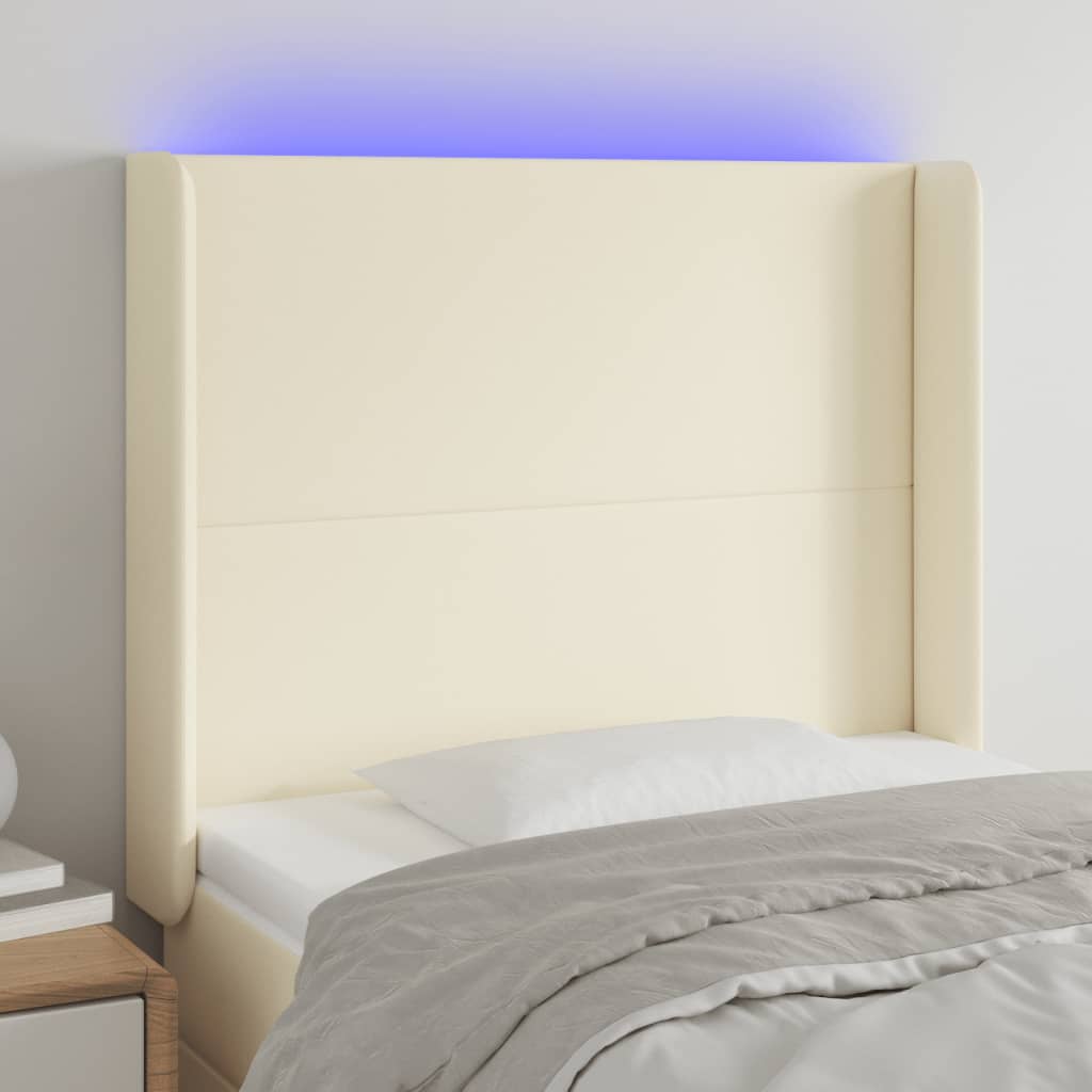 LED Kopfteil Creme 103x16x118/128 cm Kunstleder