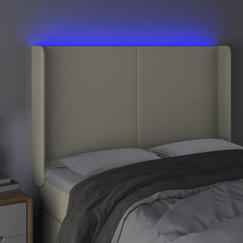 LED Kopfteil Creme 147x16x118/128 cm Kunstleder